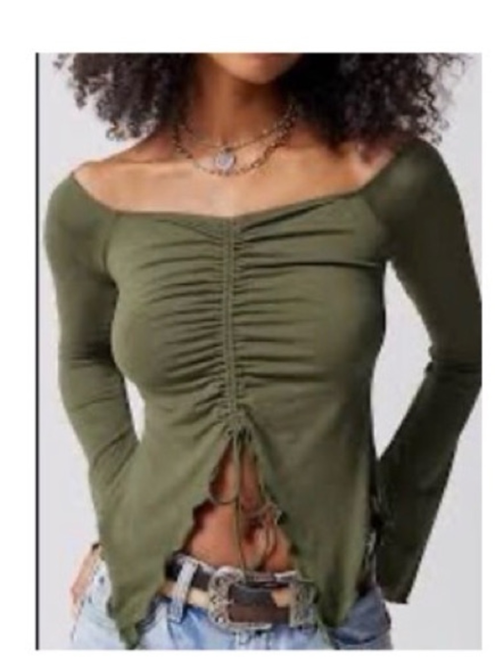 Urban Outfitters Olive Green Ruched Sexy Crop Top
